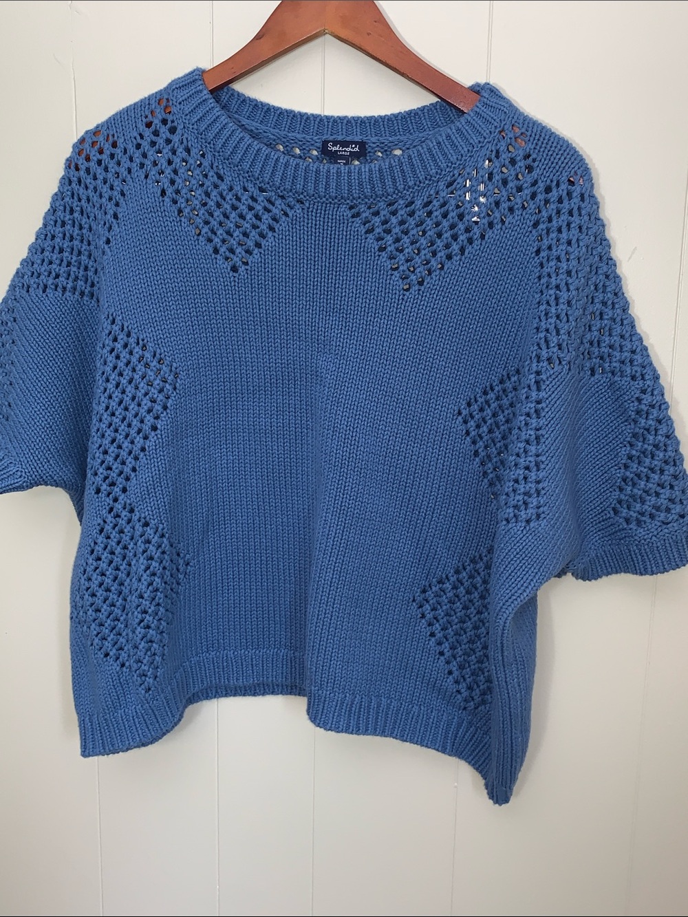 Splendid Sky Blue Openwork Knit Sweater
